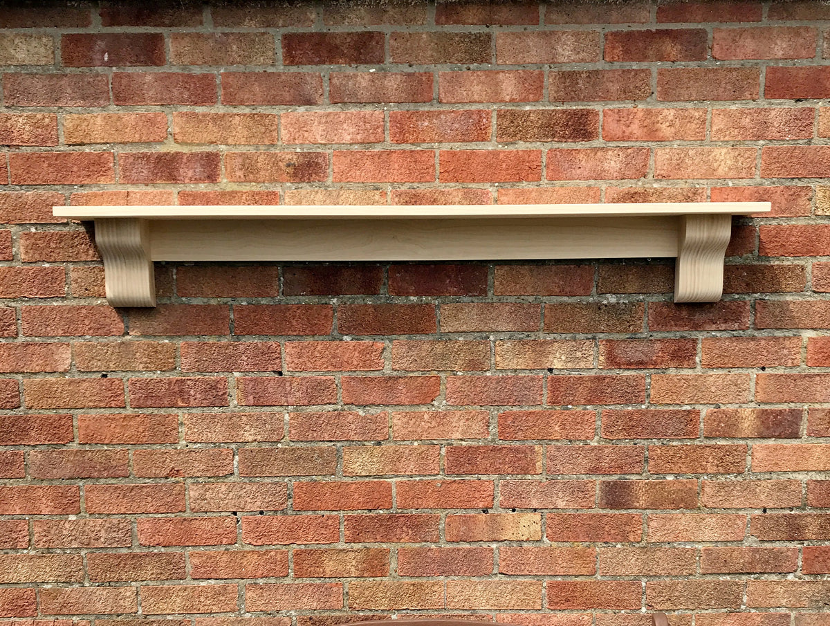 Mantel Shelf with Corbels, Radiata Pine Solid Wood, ELEGANT STRAIGHT T